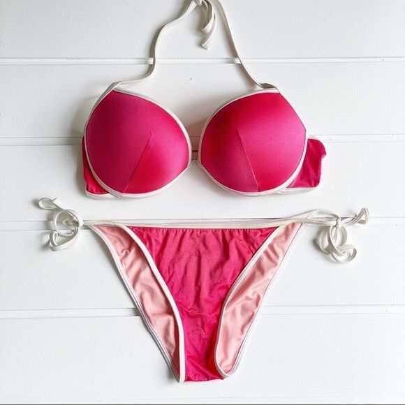 Victoria’s Secret Swim The Hottie Halter Bikini Top & The Skimpy Bottoms 36D/L - Picture 1 of 11
